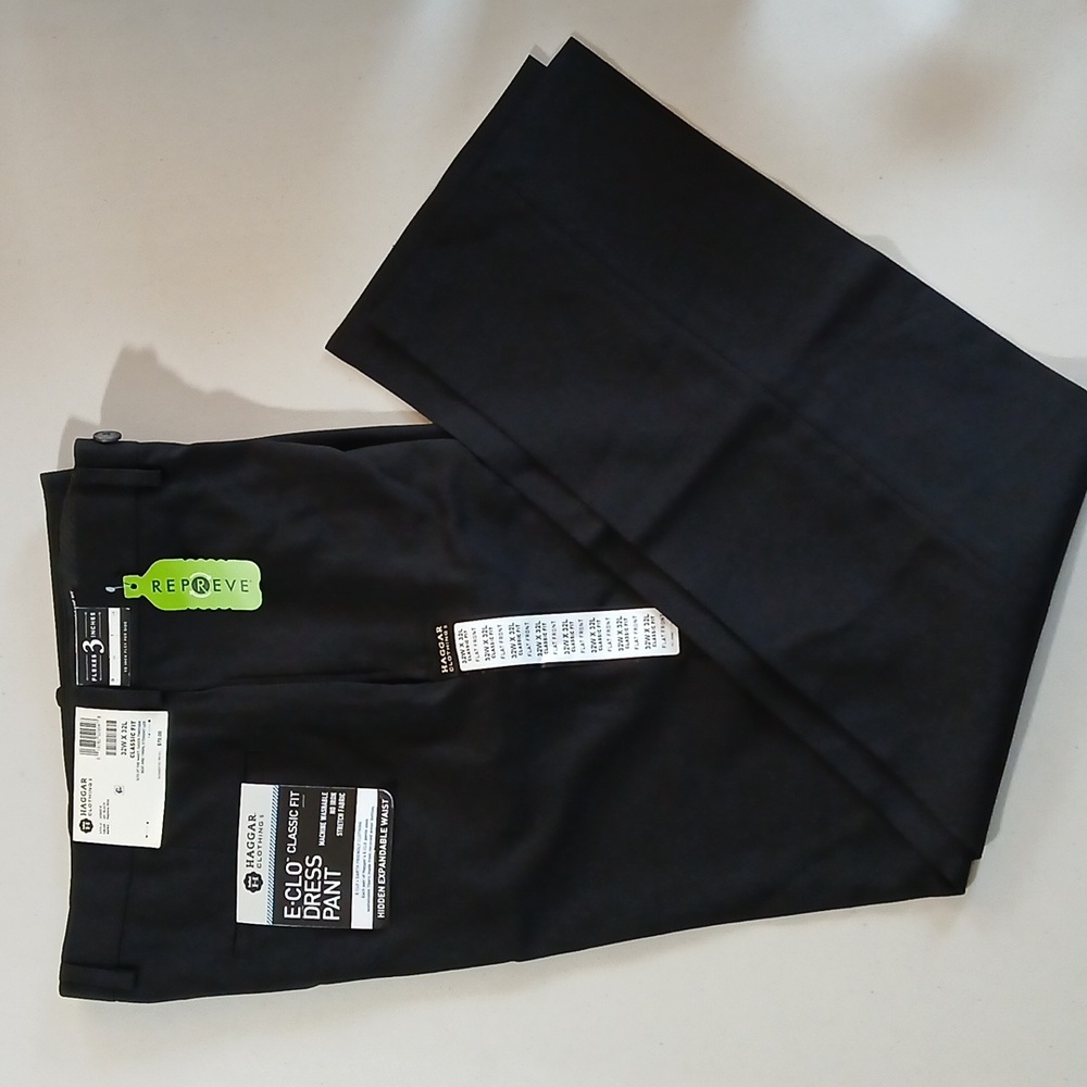 Haggar Black E-CLO Dress Pant, Size 32x32